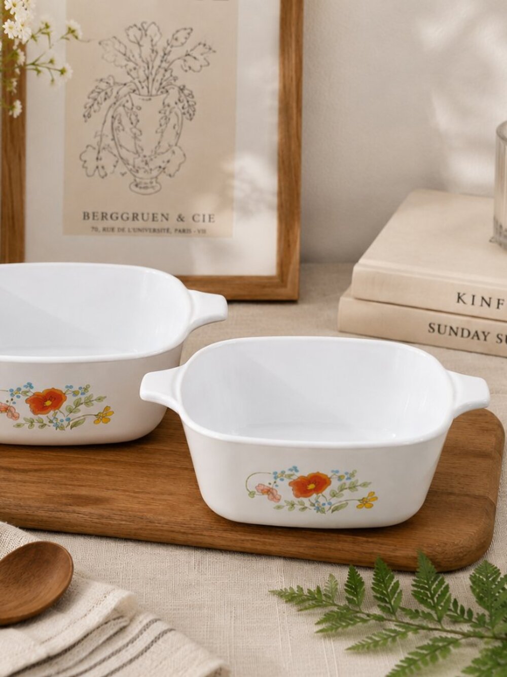Vintage WILDFLOWER CORNING WARE Set 2-3/4 Cup Petite Casserole Dish No Lid